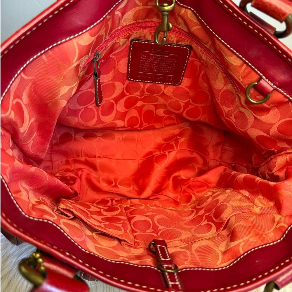 Vintage COACH y2k Red Natural Legacy Straw Tote Bag - Picture 9 of 13